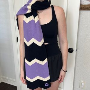 Tory Burch women’s purple, black, and cream scarf.